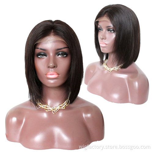 New arrival virgin human hair 13x4 short bob wigs, straight human hair lace front wigs wholesale